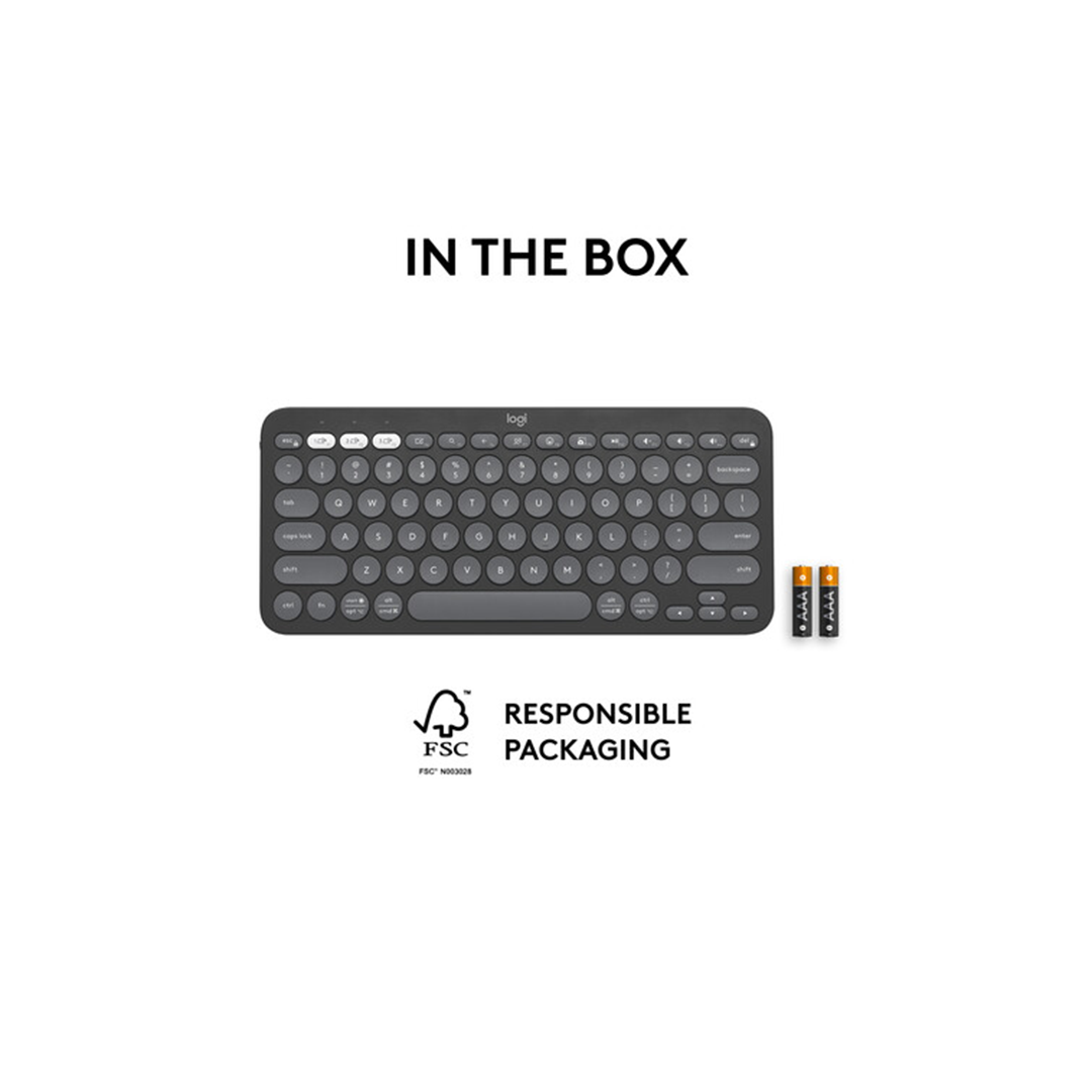 Logitech Pebble Keys 2 K380S Wireless Keyboard - Tonal Graphite in Qatar Logitech Pebble Keys 2 K380S Wireless Keyboard - Tonal Graphite in Qatar